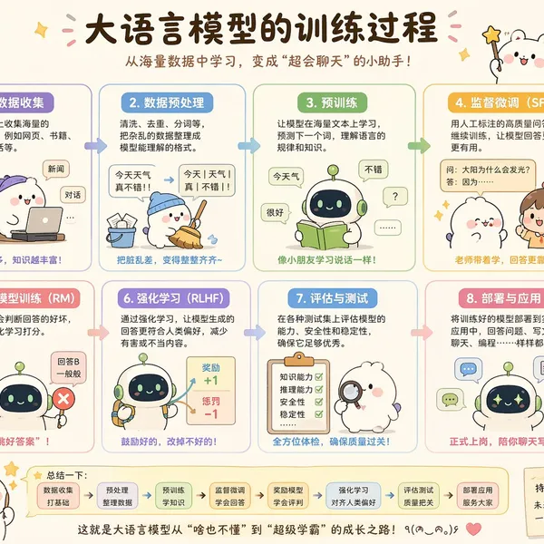 可爱风 LLM 训练流程解说图
