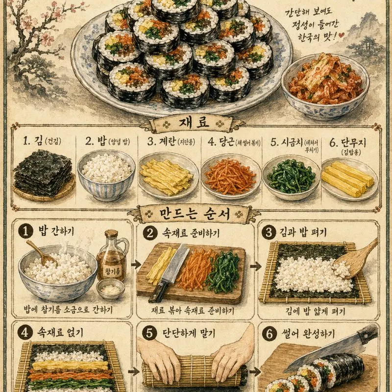 复古韩式紫菜包饭菜谱海报